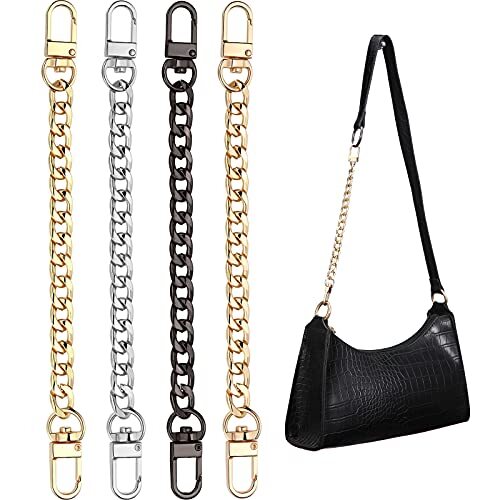 4 Pcs Purse Chain Strap Purse Strap 7.9 Inch Vintage Black, Silver, Gold