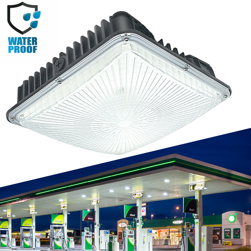 2 Pack 70 Watt LED Gas Station Canopy Light Fixtures Outdoor Low-Profile IP65