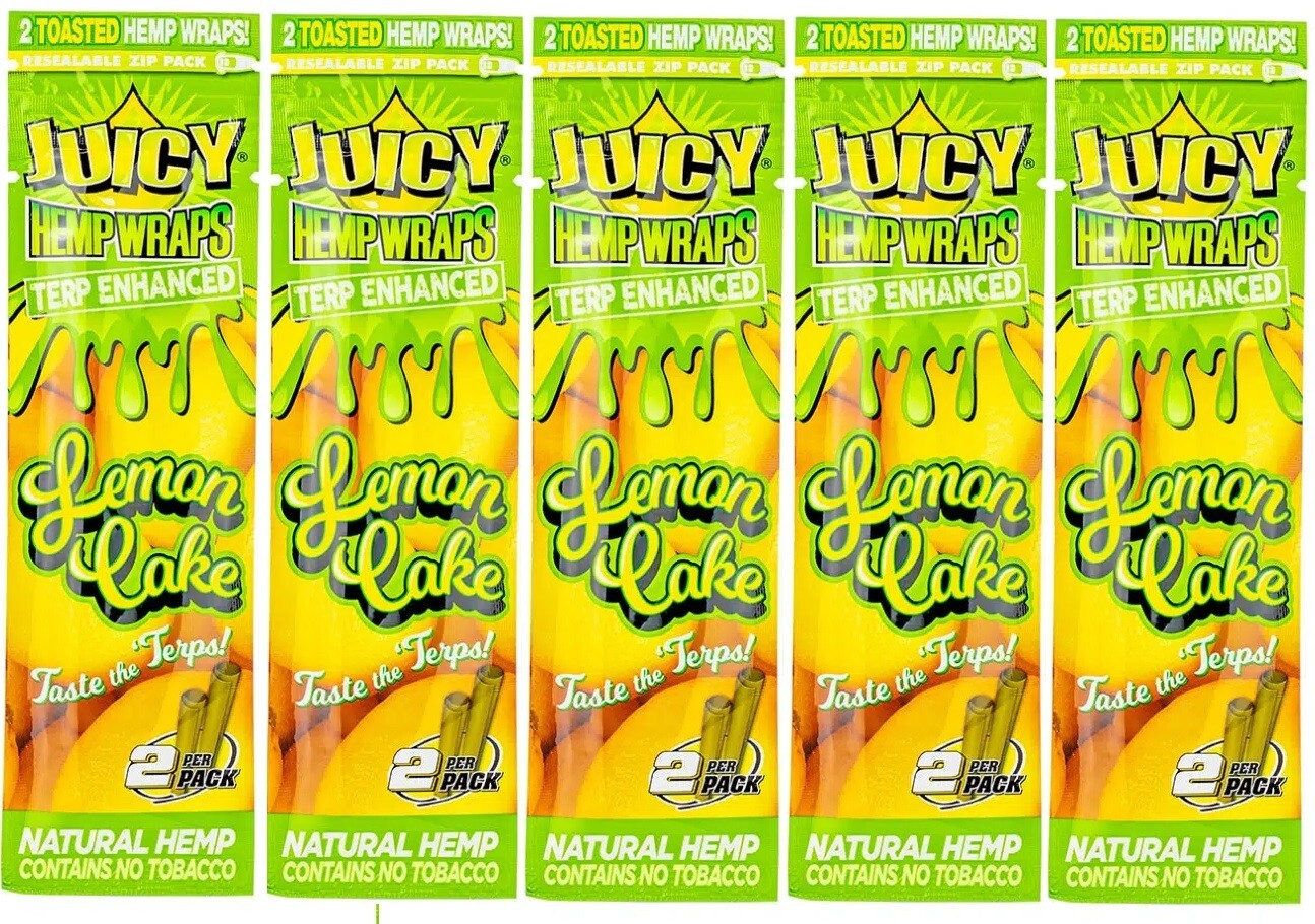 Juicy Jay Natural Enhanced  Wraps -5 Packs of 2 Each-Total of 10-Lemon Cake