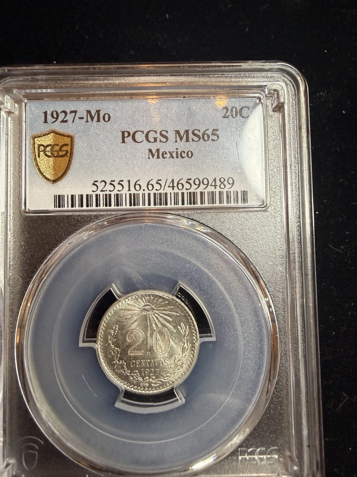 MEXICO ESTADOS UNIDOS 1927-M 20 CENTAVOS COIN CERTIFIED, UNCIRCULATED PCGS MS65