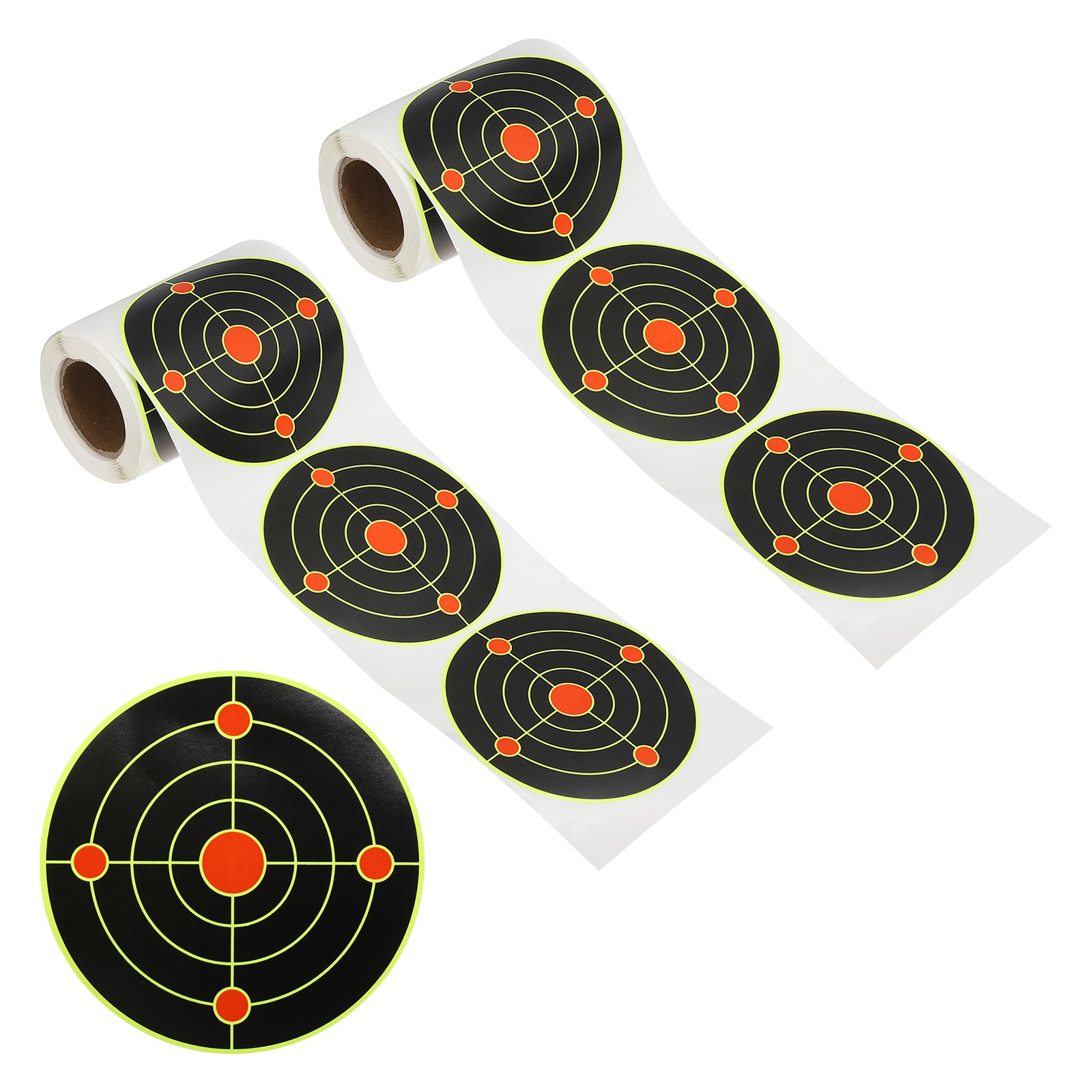 2 Roll Circle Splatter Target Stickers 4", Yellow/Red/Black Style 1