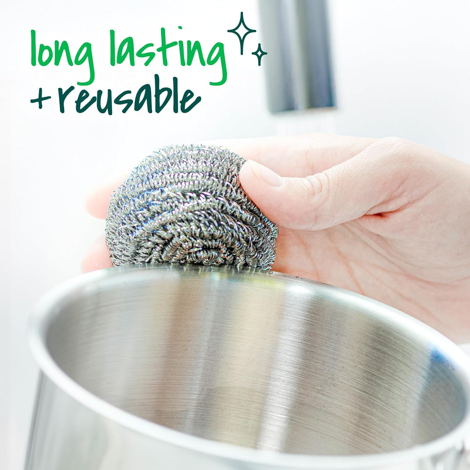 Stainless Steel Scrubbers, Scouring Pads for Cleaning Tough Baked-On Messes, Met
