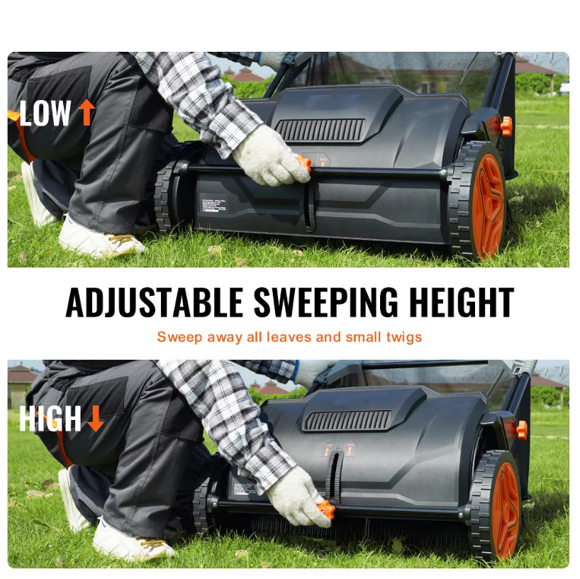 VEVOR Push Lawn Sweeper, 21inch Leaf & Grass Collector