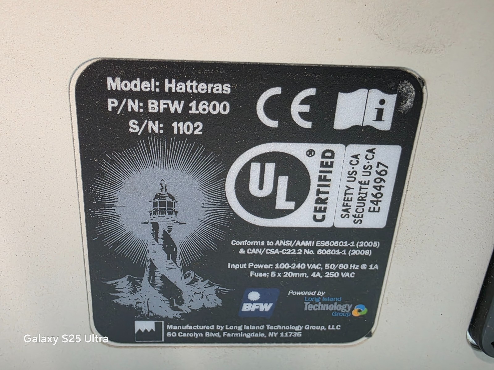 Long Island Technology Group Hatteras LED Light Source BFW 1600