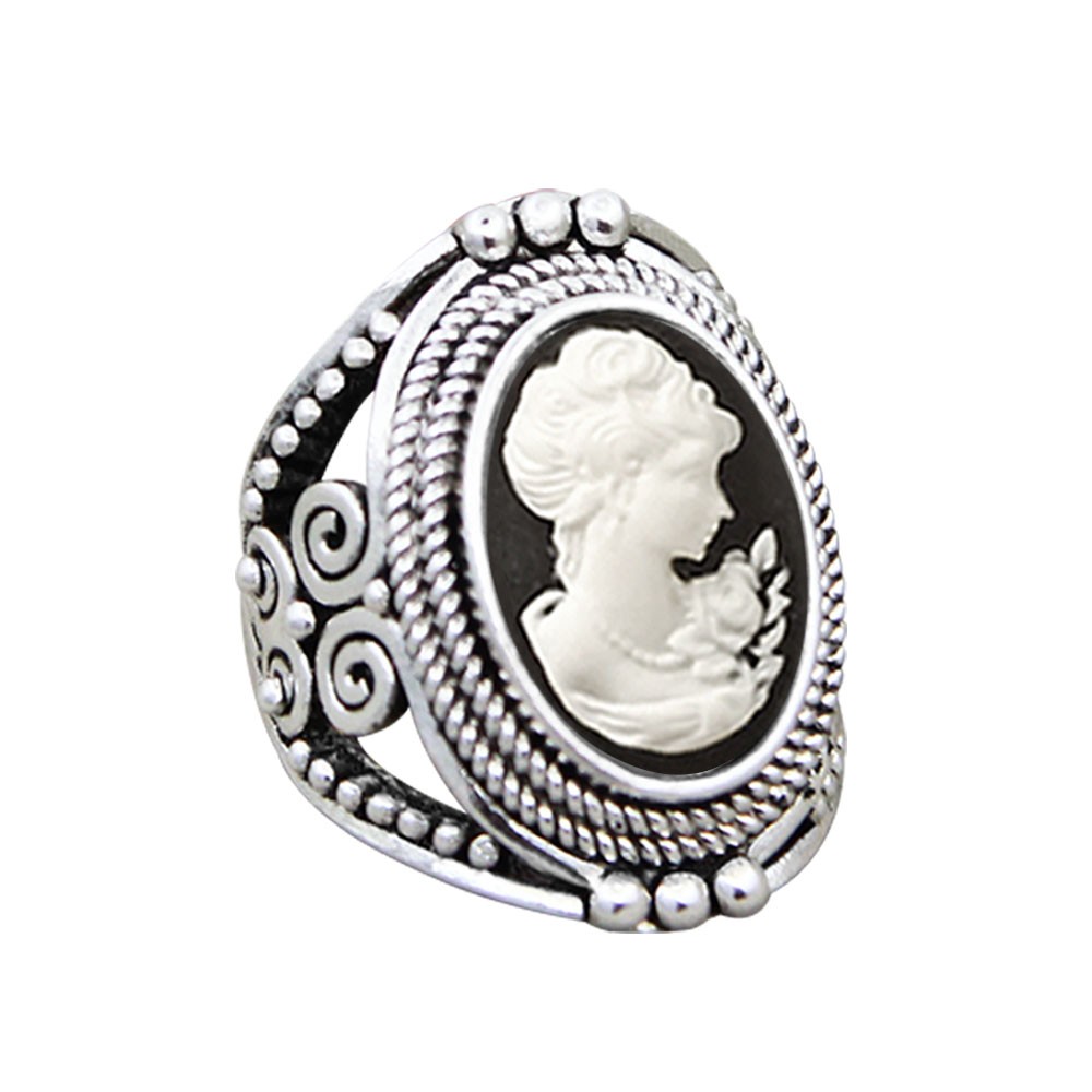Wholesale Lot 10pcs Lady Cameo Ring Solid Silver Plated Vintage Assorted Jewelry