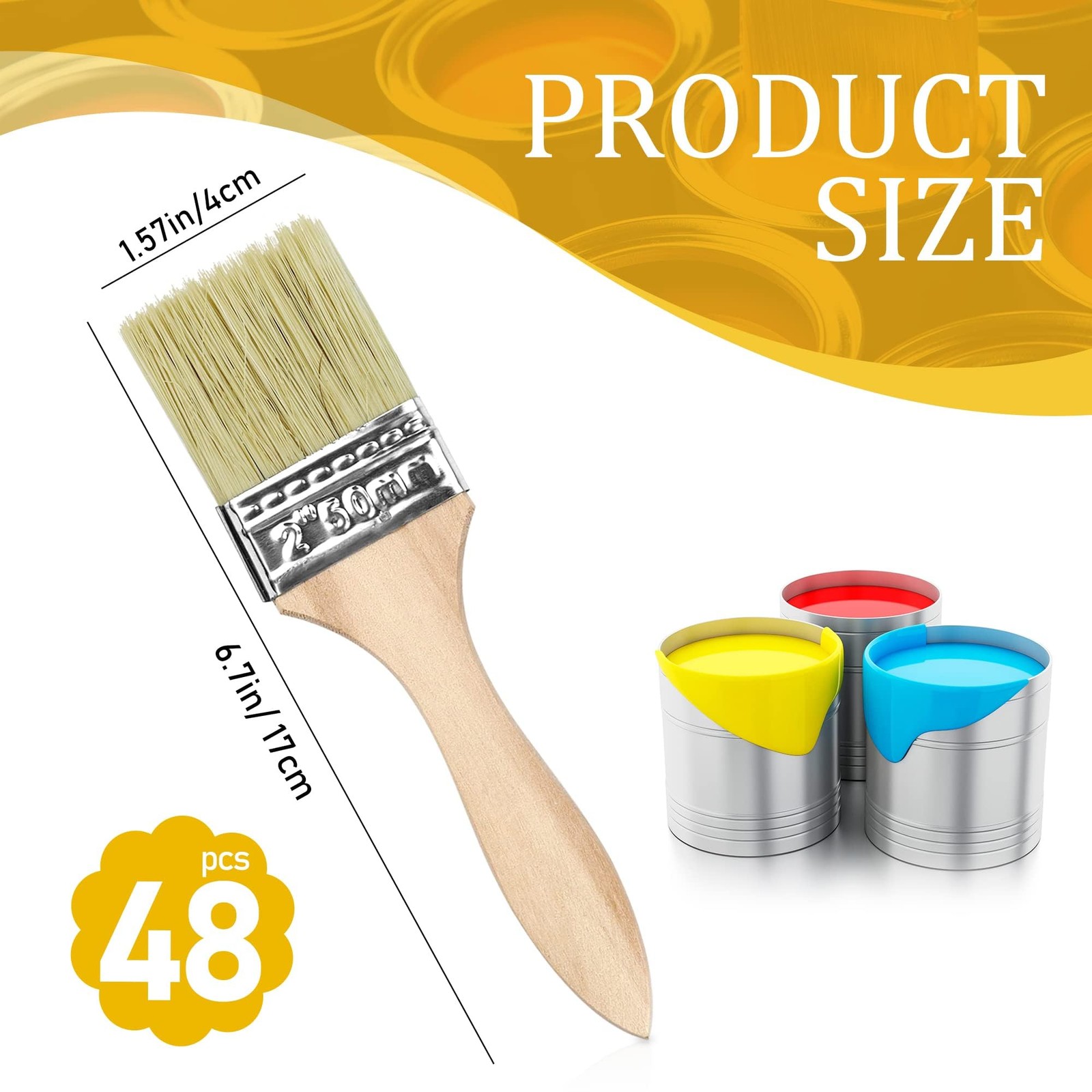 UPlama 48 Pack 2 Inch Paint Brushes, All-Purpose Chip Brush Set for Painting,...