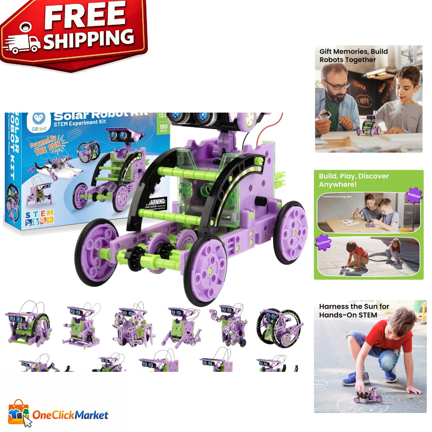 Ultimate 12-in-1 Solar Robot Building Kit - Educational Gift for Boys Ages 8-14