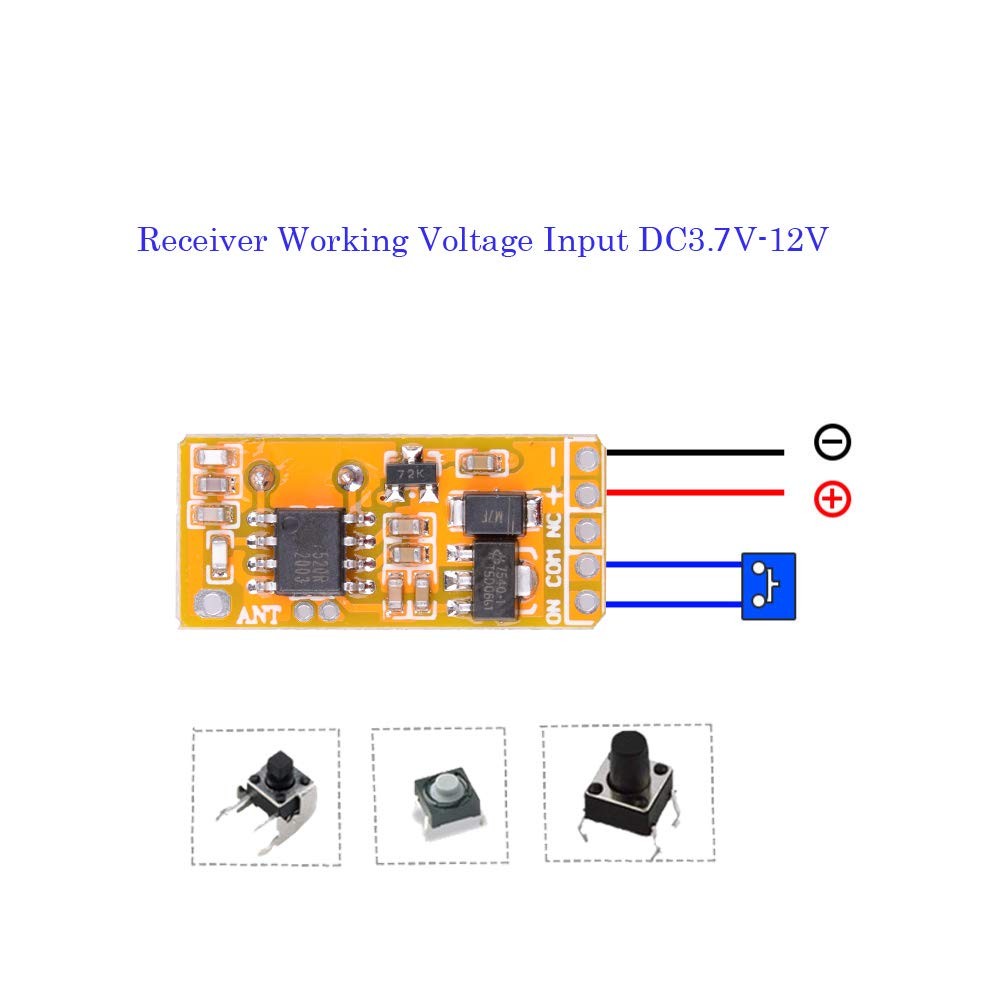 DC 3.7V - 12V 5V Mini Size Relay Remote Control Switch, 433Mhz Wireless RF Mo...
