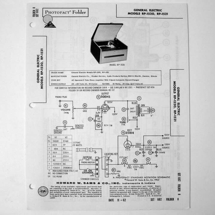 GE General Electric Models RP-1520 RP-1521 - SAMS Photofact ™ 1962 - New NOS