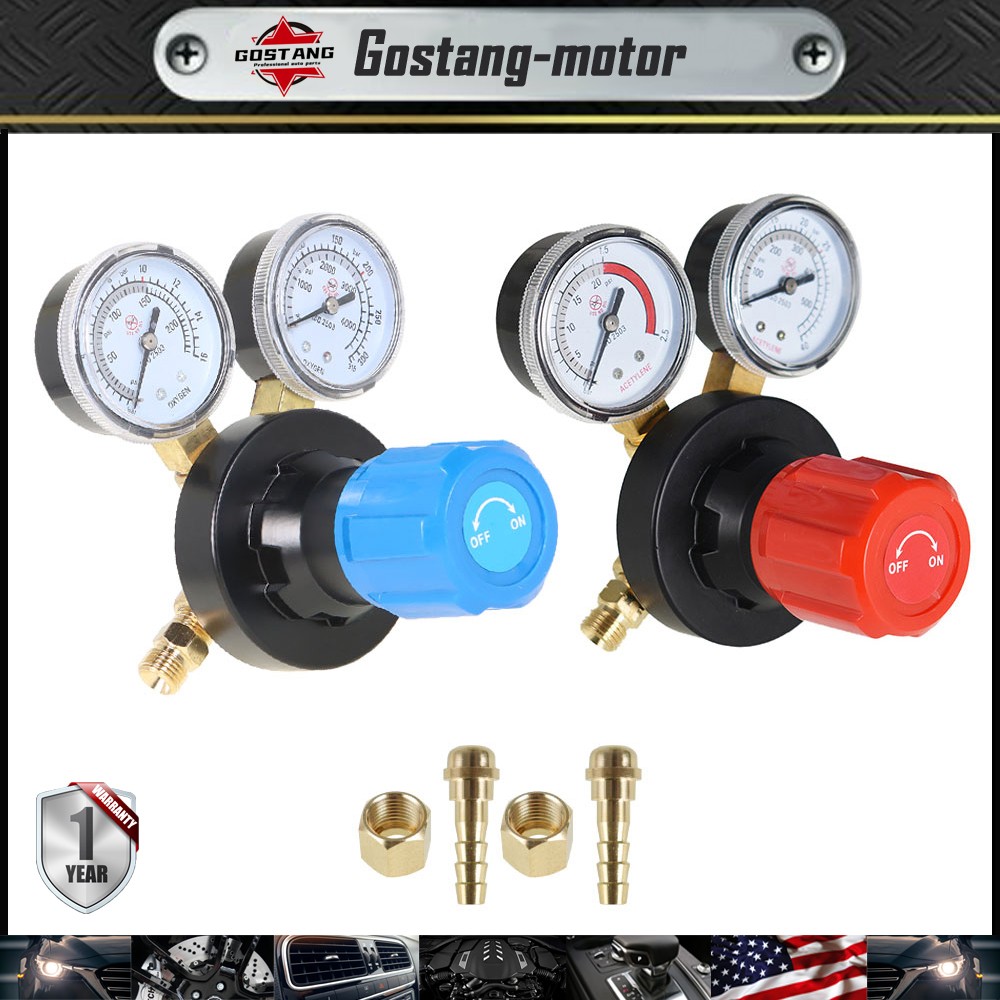 Oxygen (CGA-540) & Acetylene (CGA-510) Dual Welding Gas Regulators