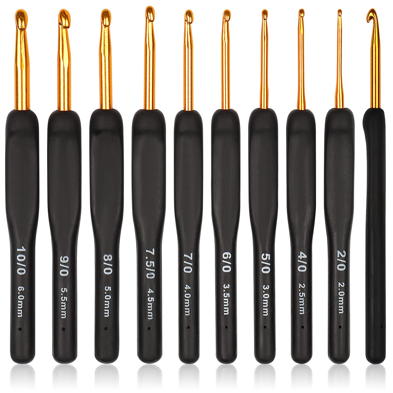 Soft Grip Crochet Hooks Aluminum Needles 2.0 6.0mm Craft Black