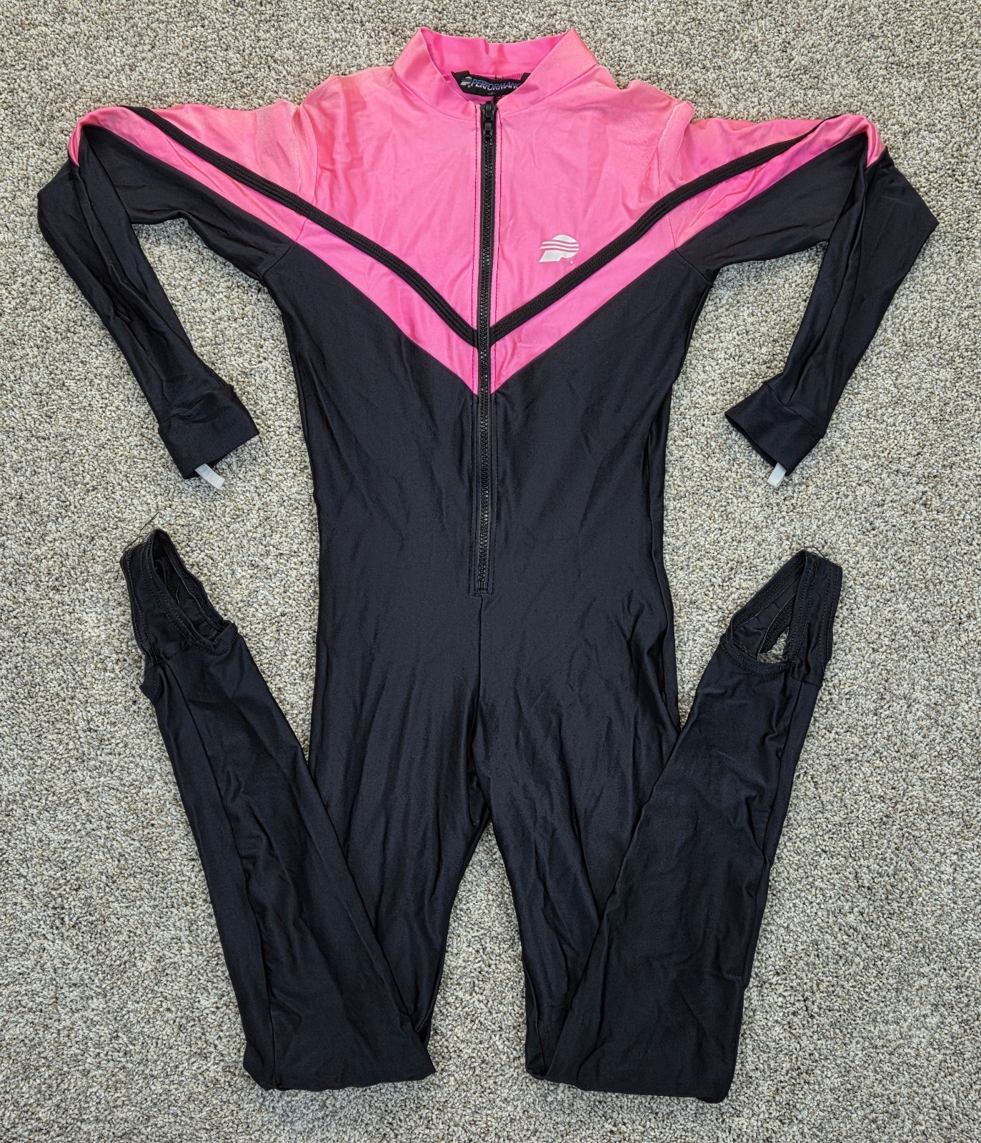 Vintage Sidebar Lycra Skin Flight Suit SMALL Pink USA Sky Air Sports Unitard