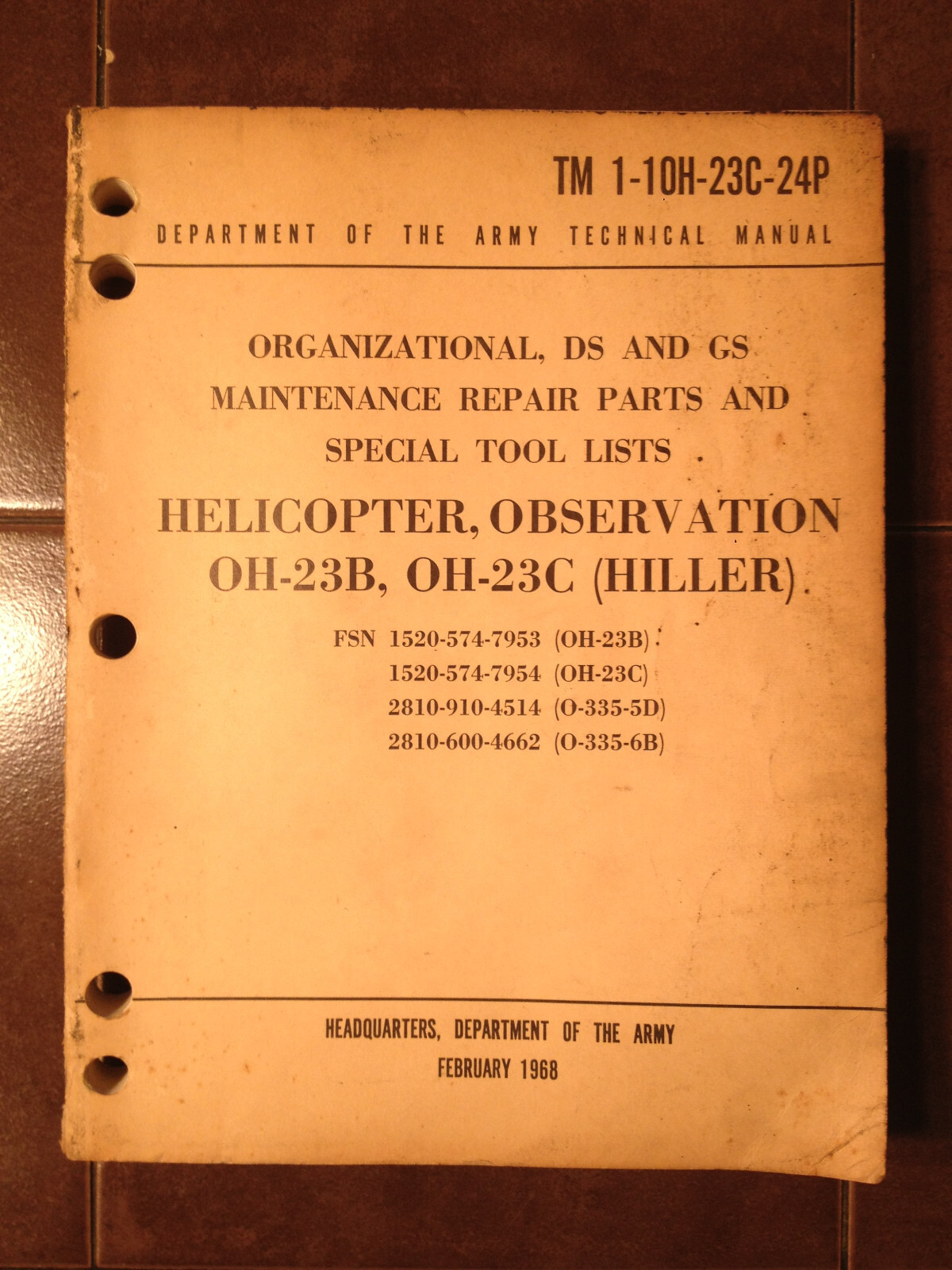 Hiller Helicopter OH-23B & OH-23C Parts Manual