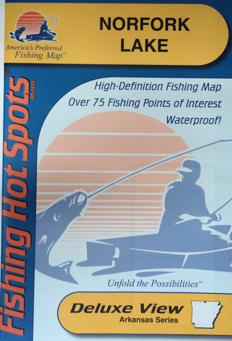 Norfork Lake Detailed Fishing Map, GPS Points, Waterproof, Depth Contours  #L174
