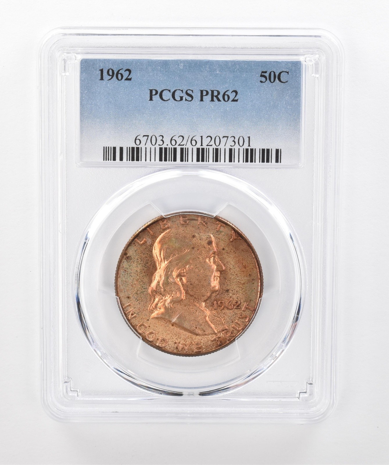 1962 Franklin Half Dollar PR62 PCGS Beautiful Tone *1446