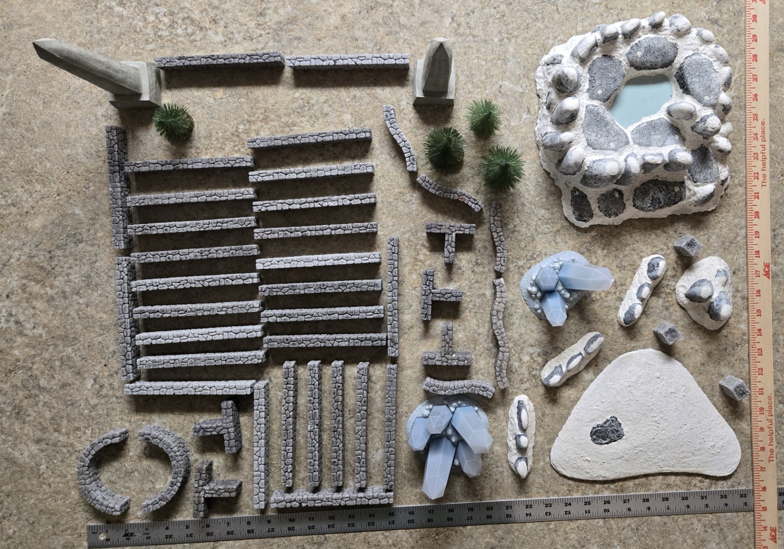Tabletop Miniature Gaming Terrain Lot E - Trees, Outcroppings, Obstacles, etc.