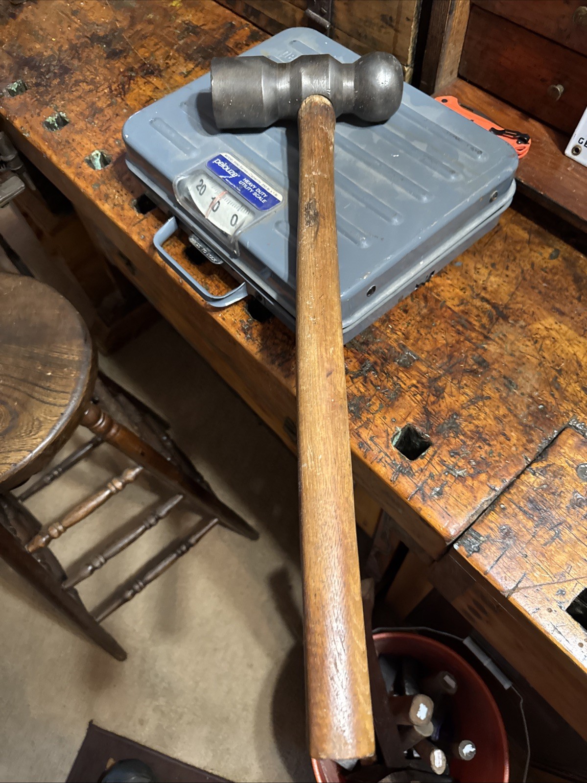 Vintage Huge 7 lb Ball  Peen Hammer