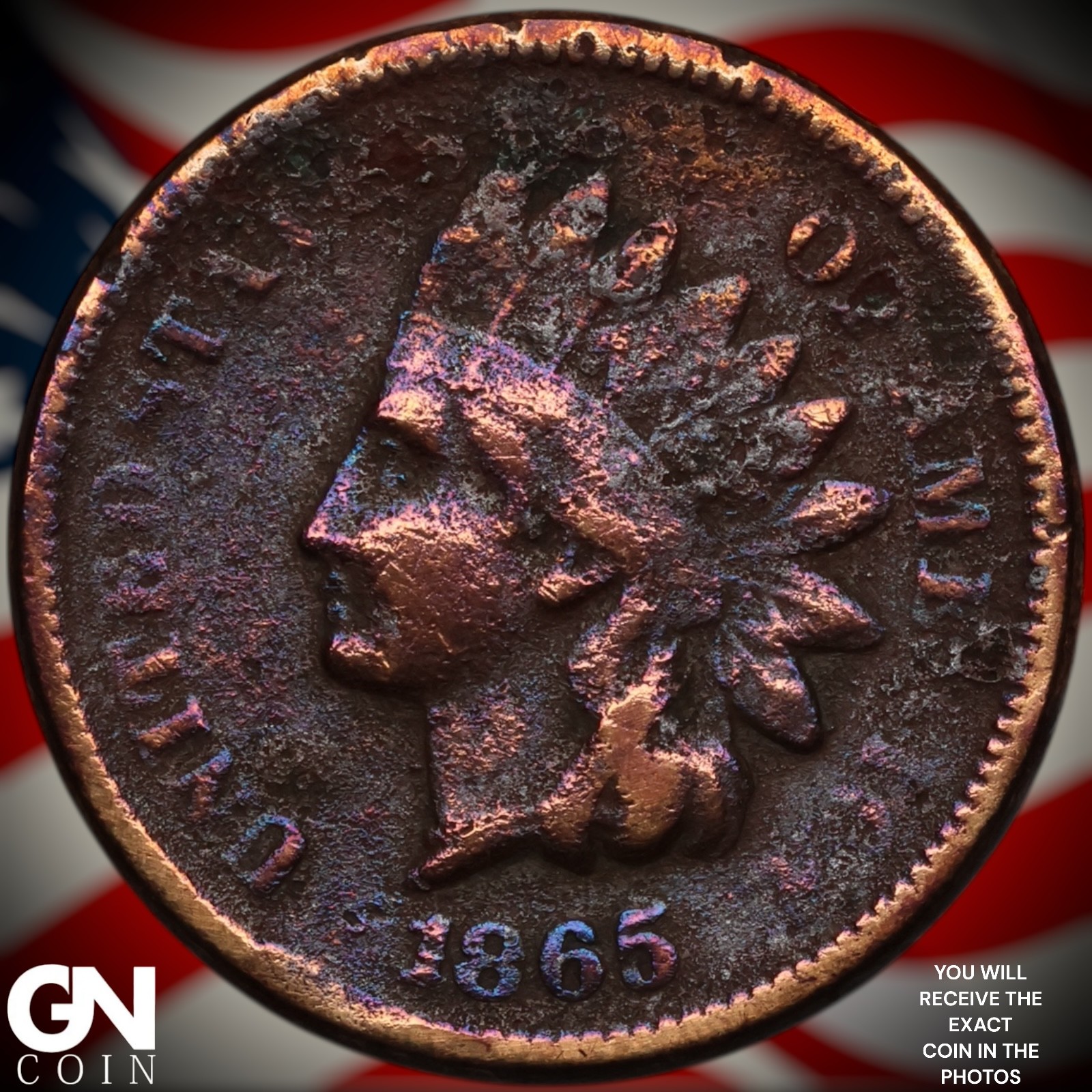 1865 Indian Head Cent Penny Z9362