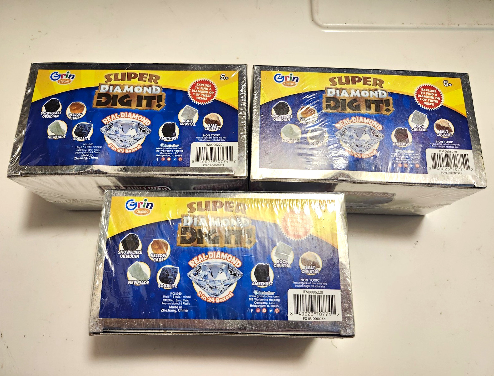 3x Grin Studios Super Diamond Dig It! Real Diamond Excavation Kit Ages 5+