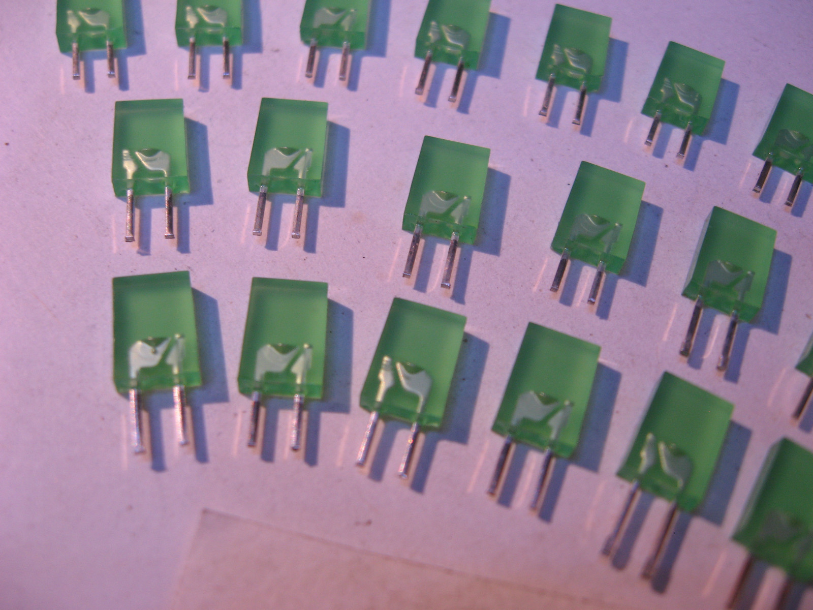LED Green Rectangular 5mm x 2mm x 7mm Tall Trimmed Leads - NOS Qty 50