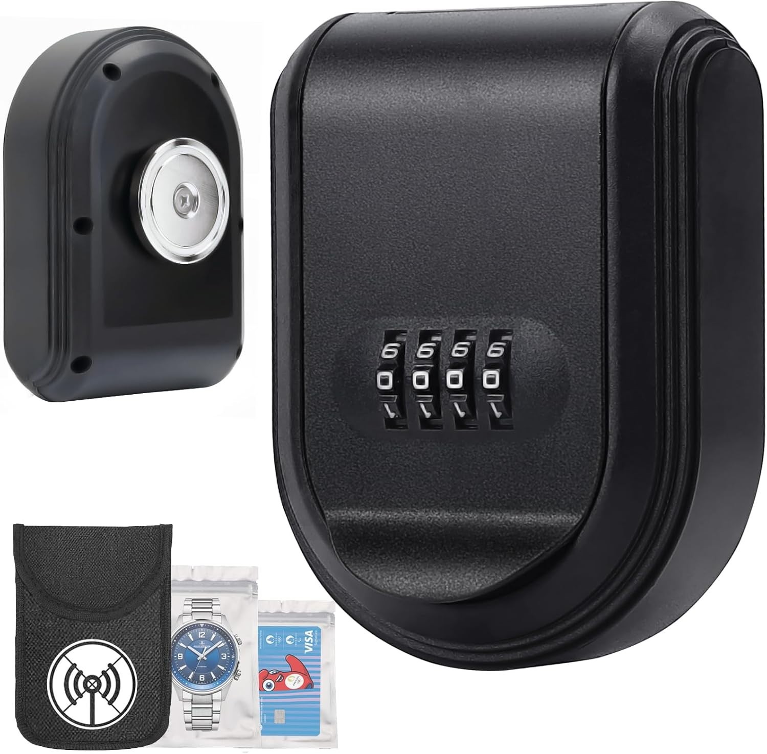 Magnetic Key Holder Box Hide A Key Under Car with Combination Lock with Stron...