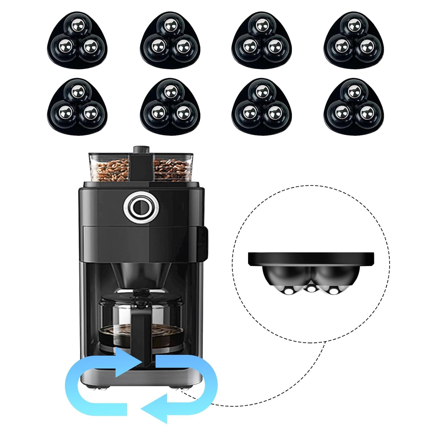Appliance Casters - Furniture Sliders & Appliance Rollers for Kitchen, Coffee Ma