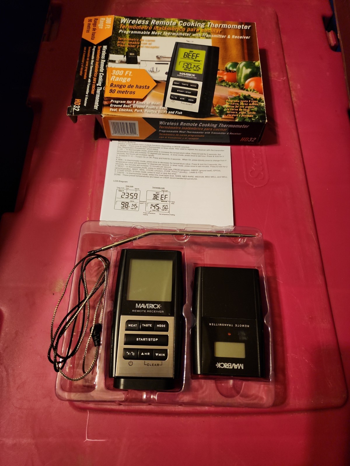 Maverick HD32 Wireless Remote Cooking Thermometer 300 Ft. Range Programmable