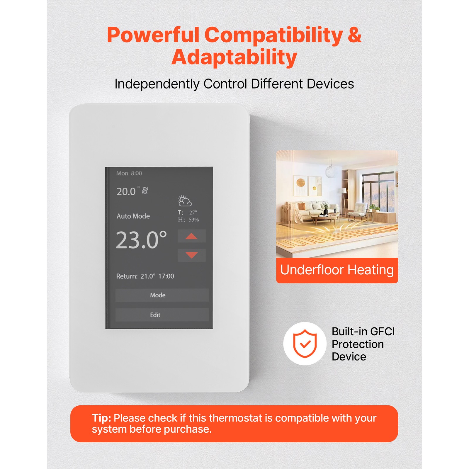 Uimoso Programmable Thermostat with TFT Screen for Floor Heating Systems