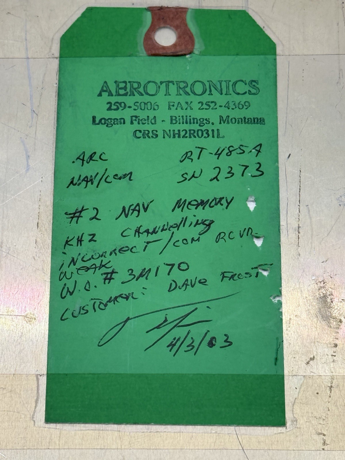 ARC RT-485A NAV/COMM P/N 47360-1100 READ