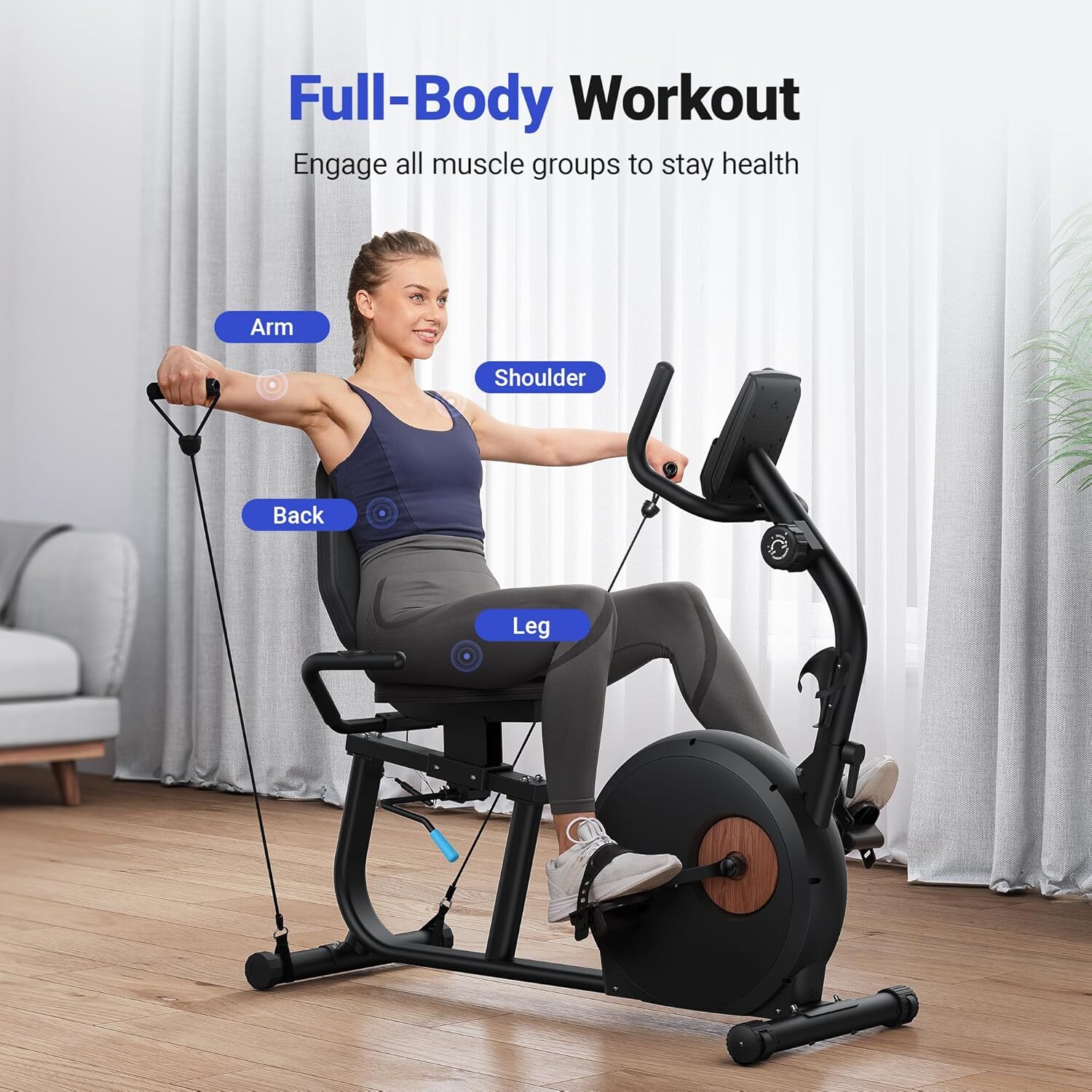 New MERACH S23 Recumbent Exercise Bike Indoor Magnetic Stationary Bike Bluetooth