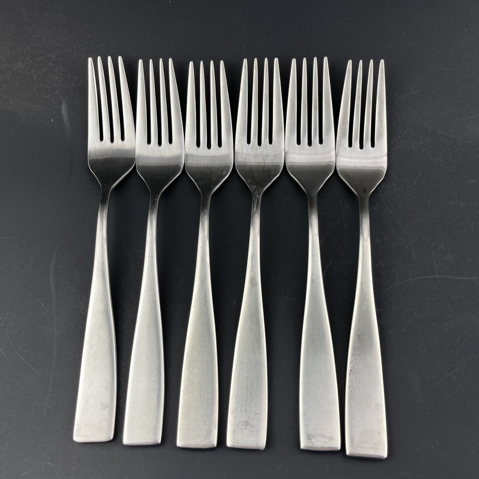 Lot of 6 Gourmet Settings Hotel Matte Satin Stainless Dinner Forks