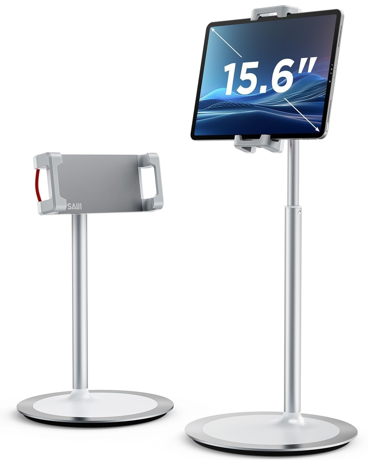iPad Stand for Desk - Height Adjustable & Weighted Base Phone Holder