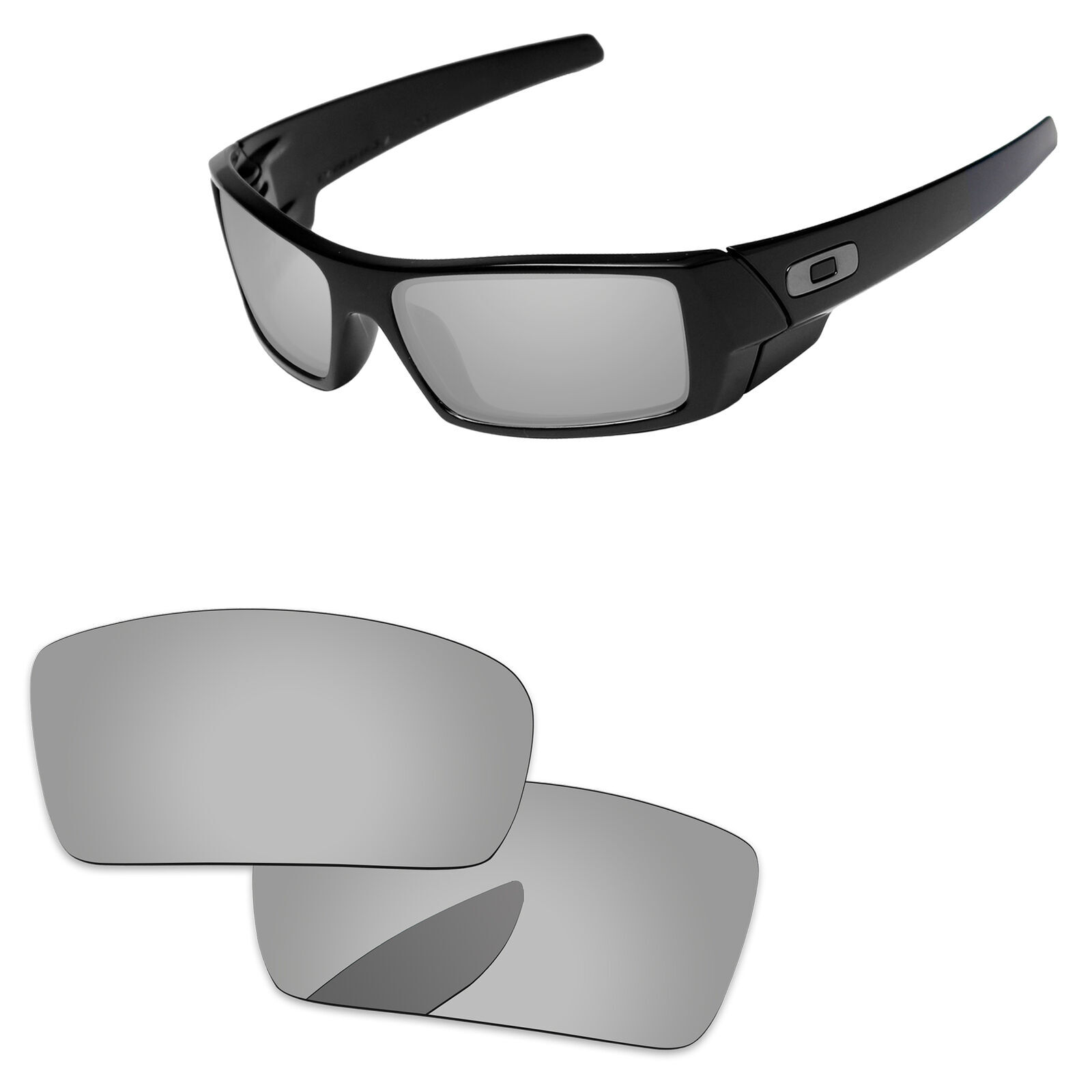 Lenslog Silver Chrome Mirror Polarized Replacement Lenses For-Oakley Gascan