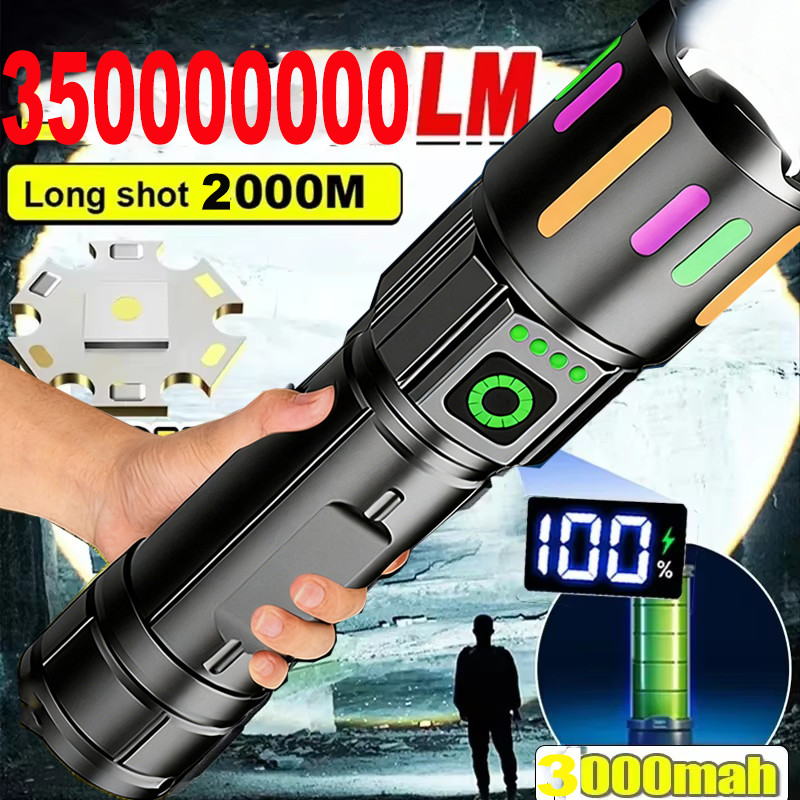 3500000000 Lumen Super Bright Tactical Flashlight Rechargeable LED Work Light