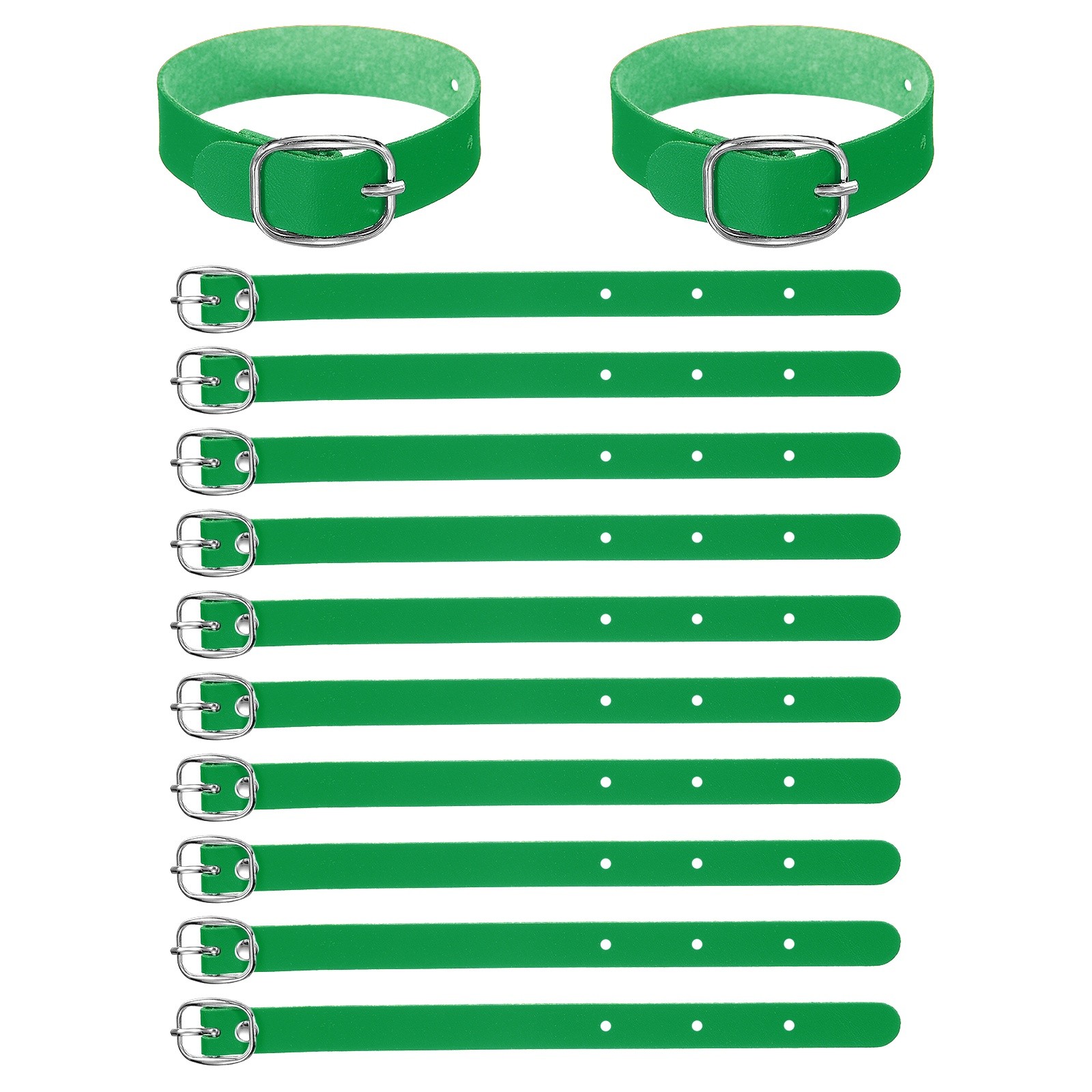15 Pcs Luggage Tag Strap, PU Leather Extender Buckle Straps Adjustable, Green