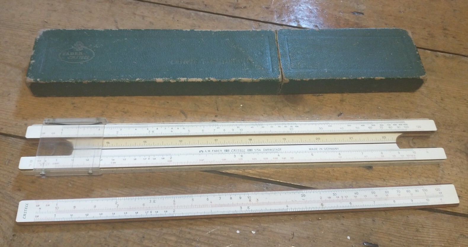 RARE VINTAGE A.W.FABER CASTELL 1/54 DARMSTADT SLIDE RULE MADE IN GERMANY 1957