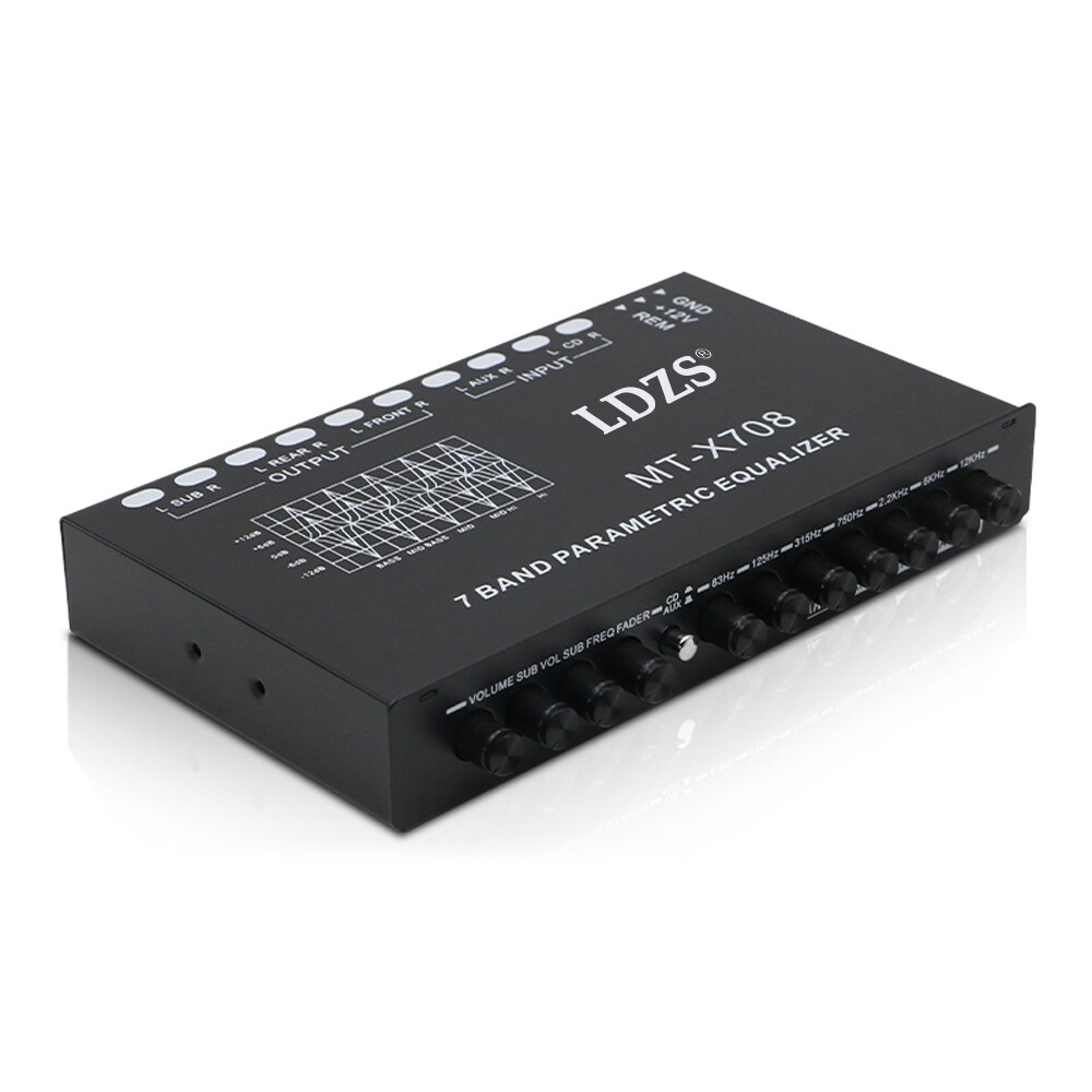 7 Band 1/2 Din Parametric Car Audio Equalizer with AUX-and-CD Input Switch I0K1