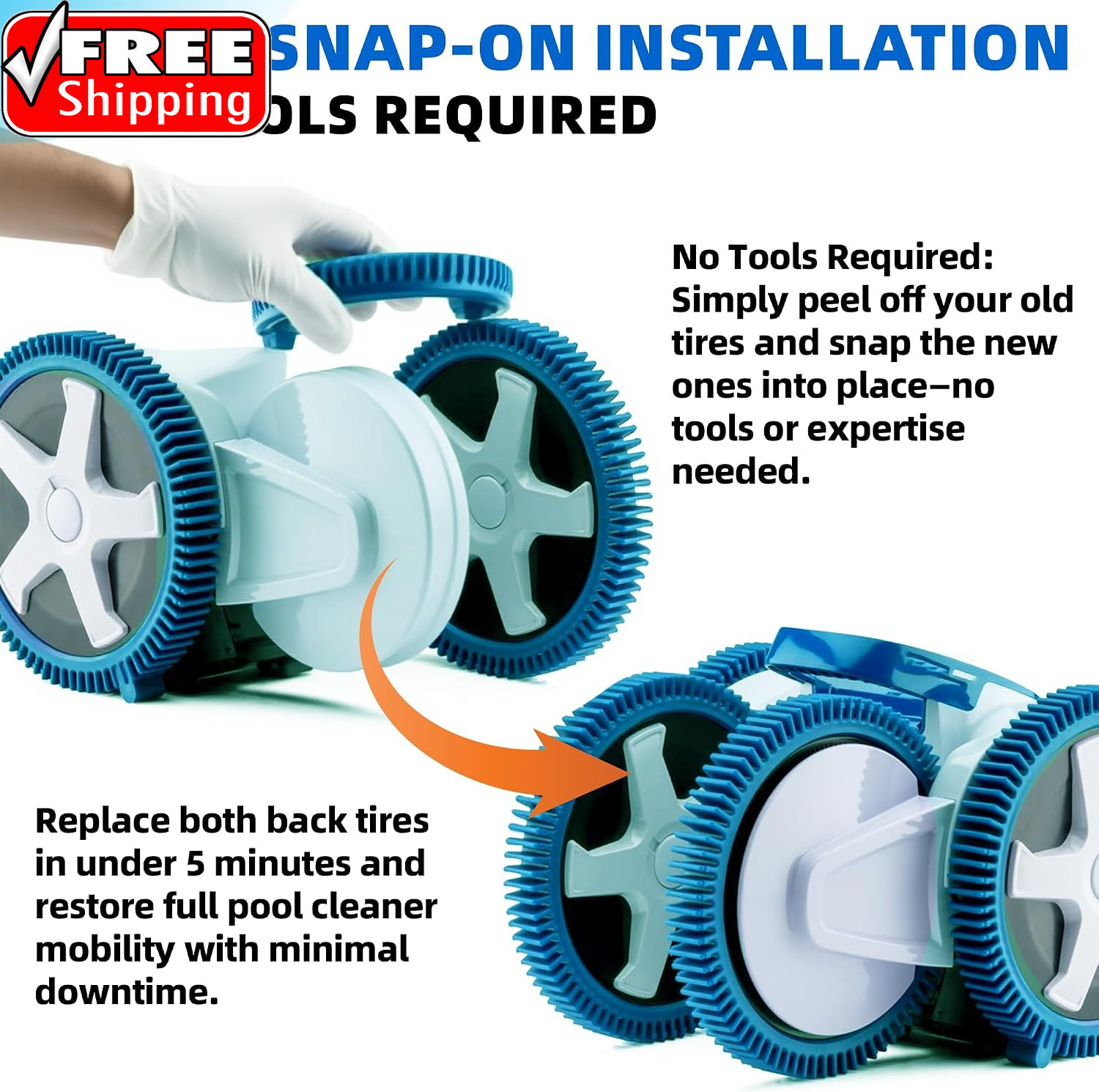 2-Pack Back Tires Replacement for Pool Cleaner – Compatible with Hayward Poolver