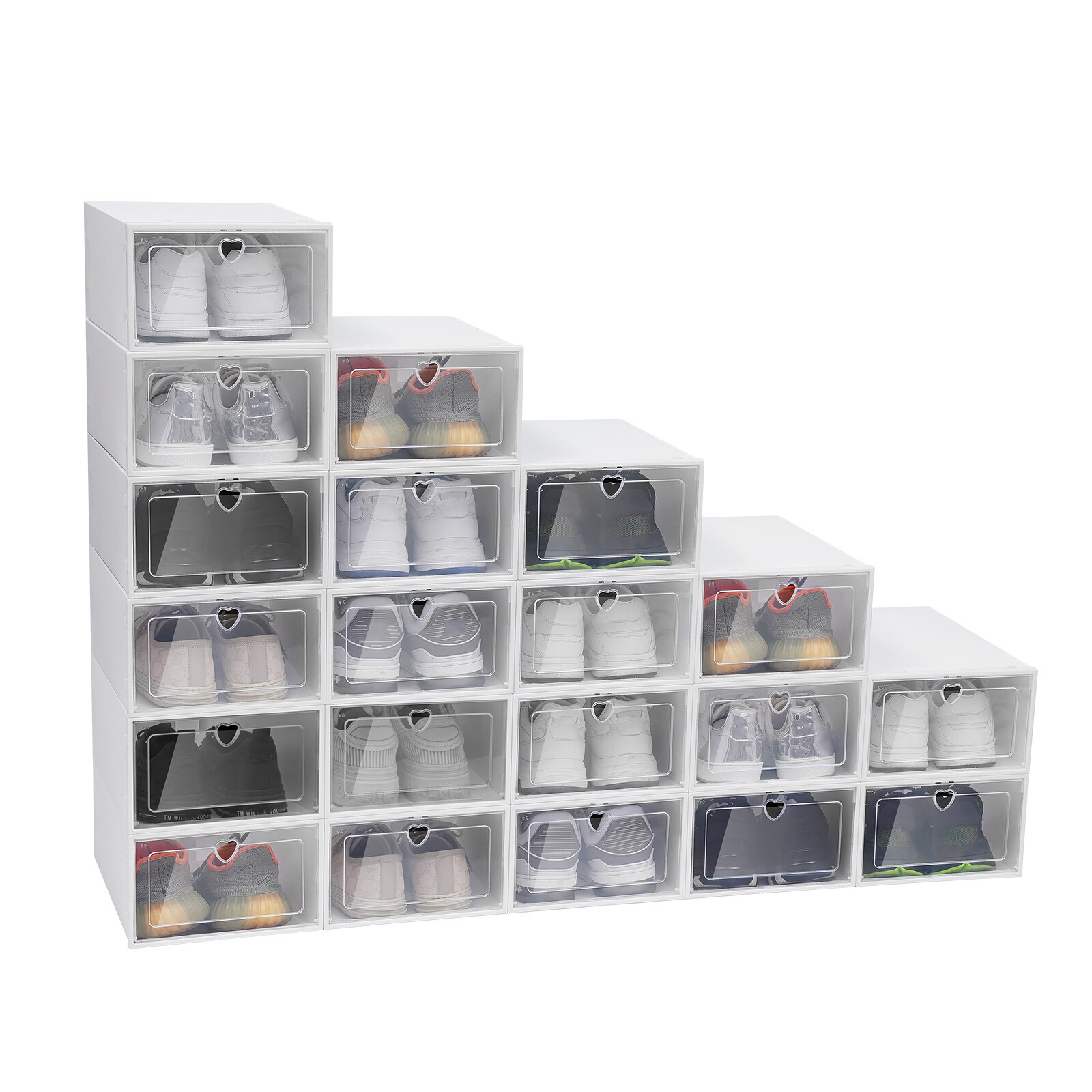 20 Pack Shoe Boxes Plastic Shoe Organizer for Closet Stackable Shoe Containers
