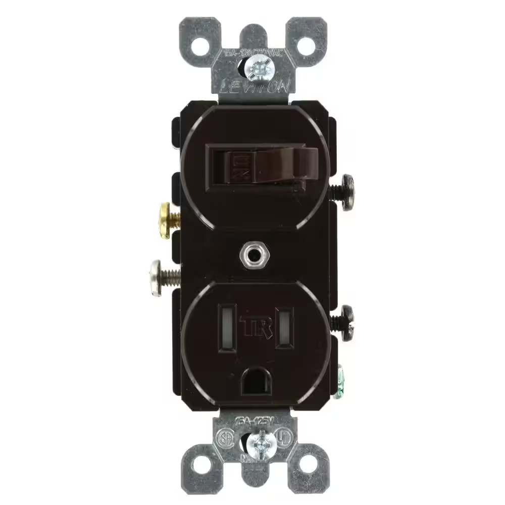 15 Amp 125 V Combination Tamper Resistant Single Outlet/Receptacle and Toggle Sw