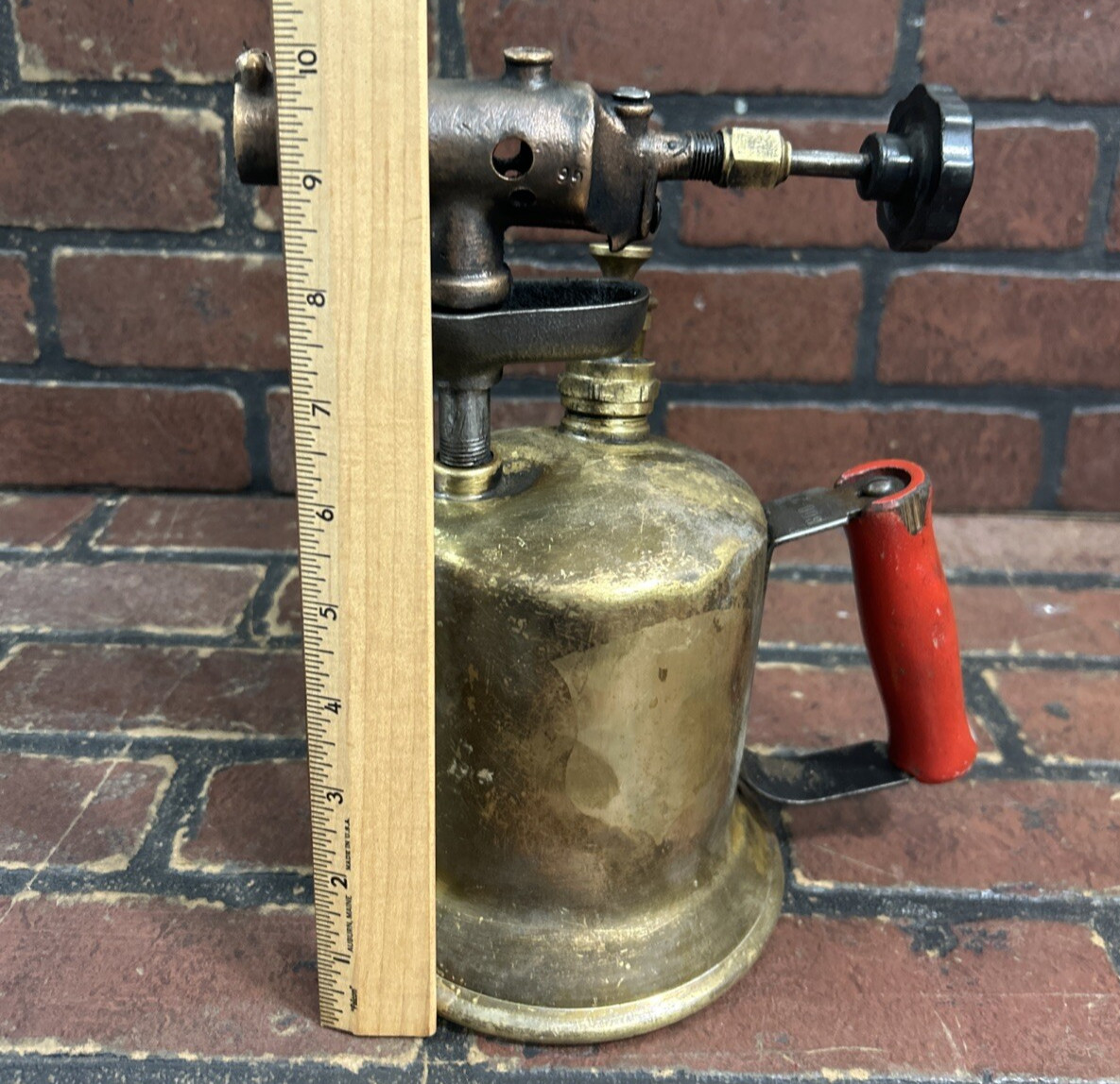 Vintage Brass Blow Torch Red handle