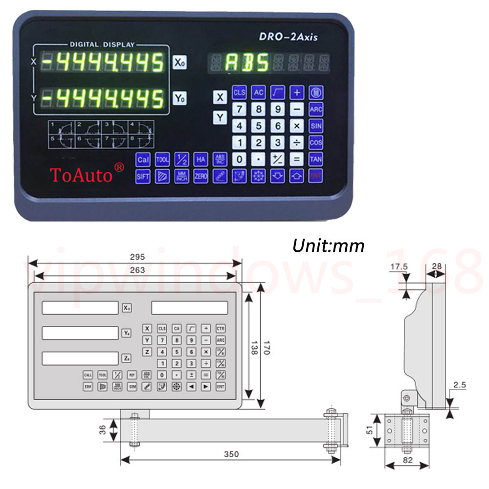 2Axis DRO 12" 36" Linear Scale Digital Readout Display Bridgeport 9X42 Table,US