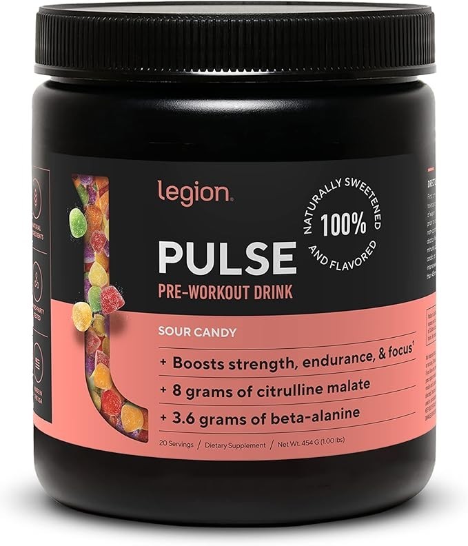 LEGION- All Natural Preworkout Powder, sour candy expires 9/2026