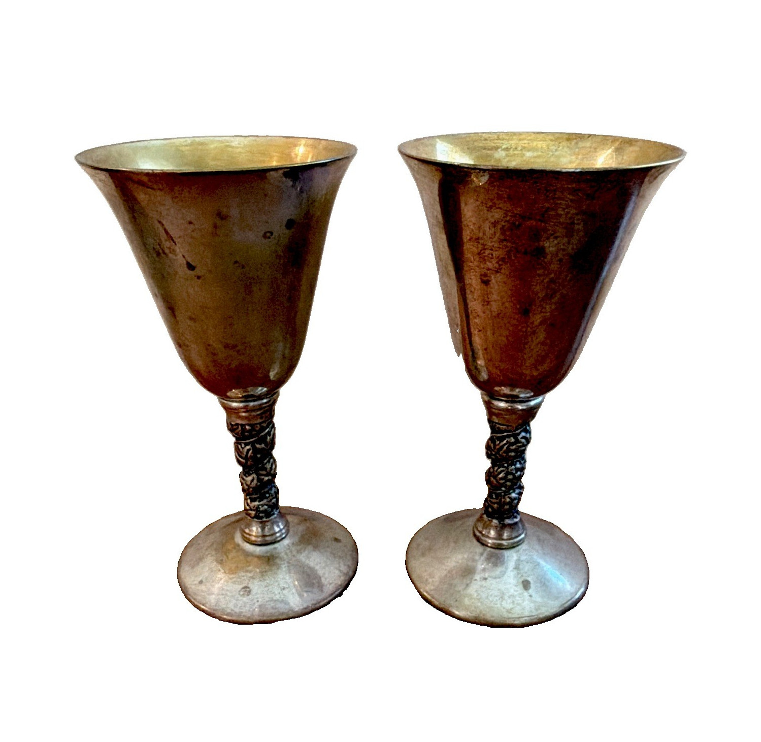 William Adams Spain Silver Plated Goblet Cups Set of 2 Grape stems
