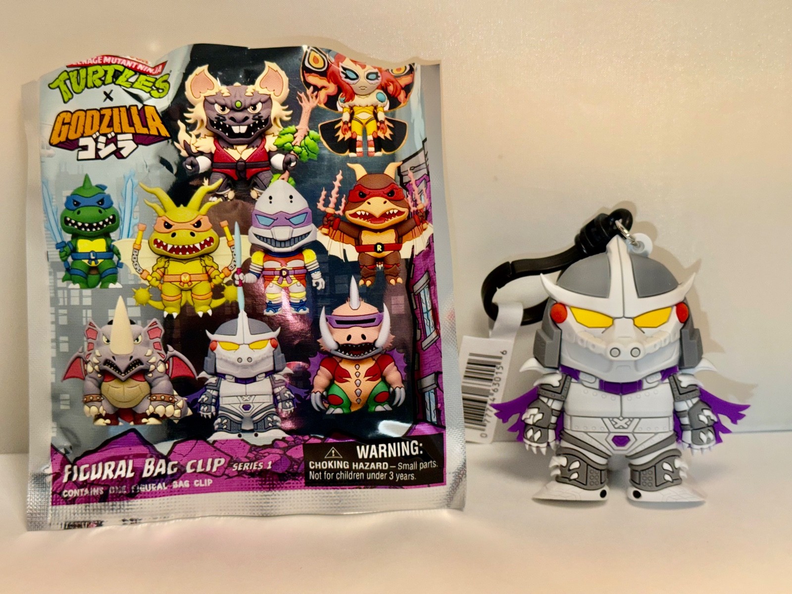 2026 TMNT x Godzilla Shredder Mechagodzilla 3D Foam Bag Clip Keychain