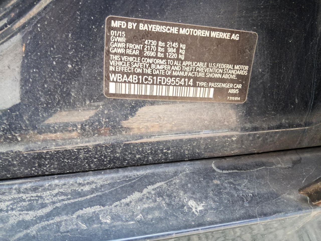 435I BMW 2015 Glove Box 4775737