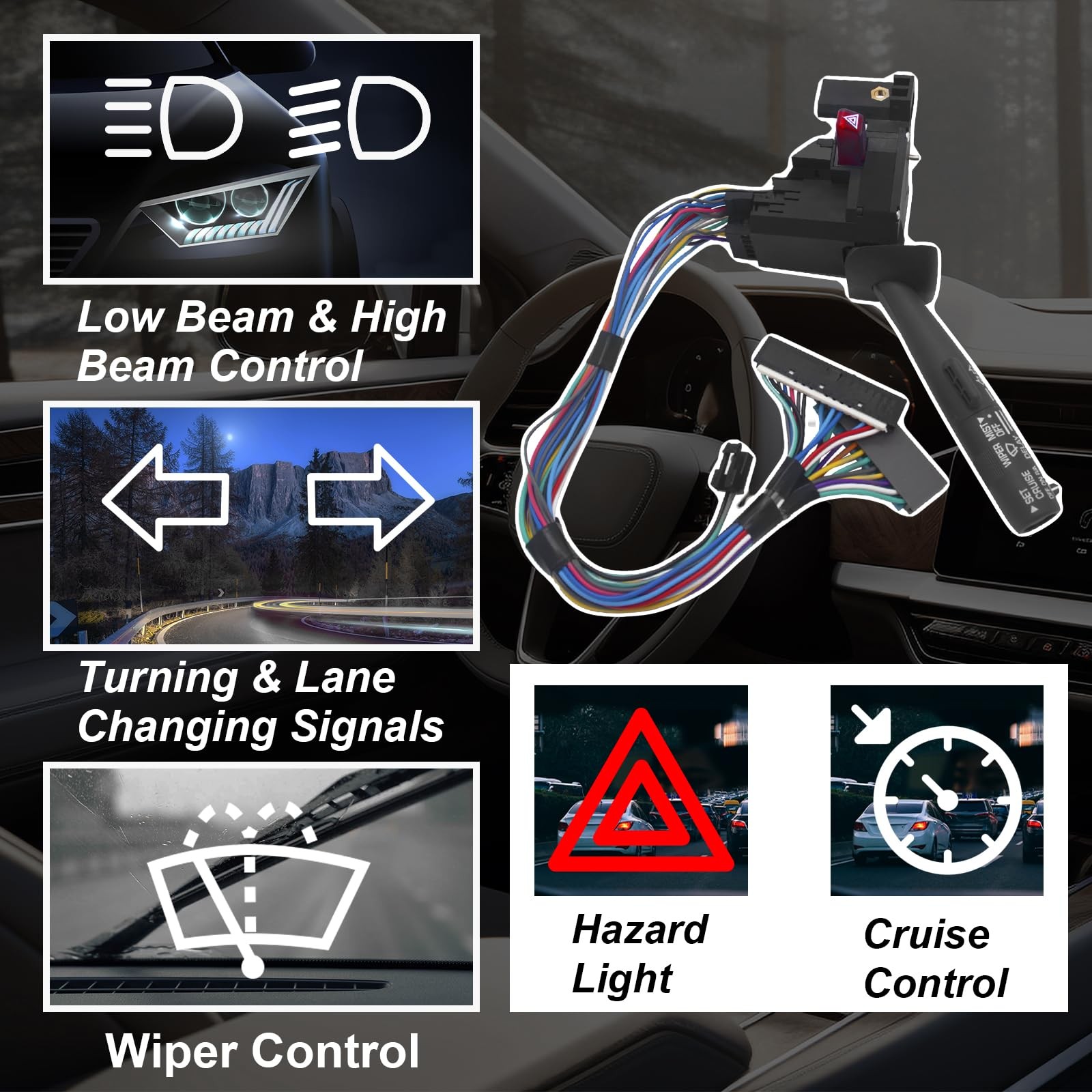 Multi-Function Combination Turn Signal Switch Wiper Hazard Cruise As picture