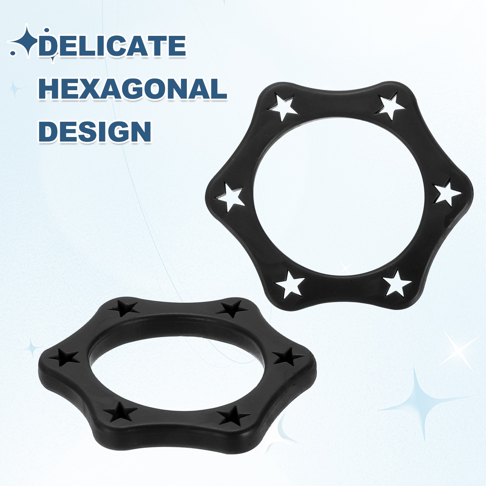 6 Pack 1.34" Hexagonal Rubber Mic Rolling Ring Black