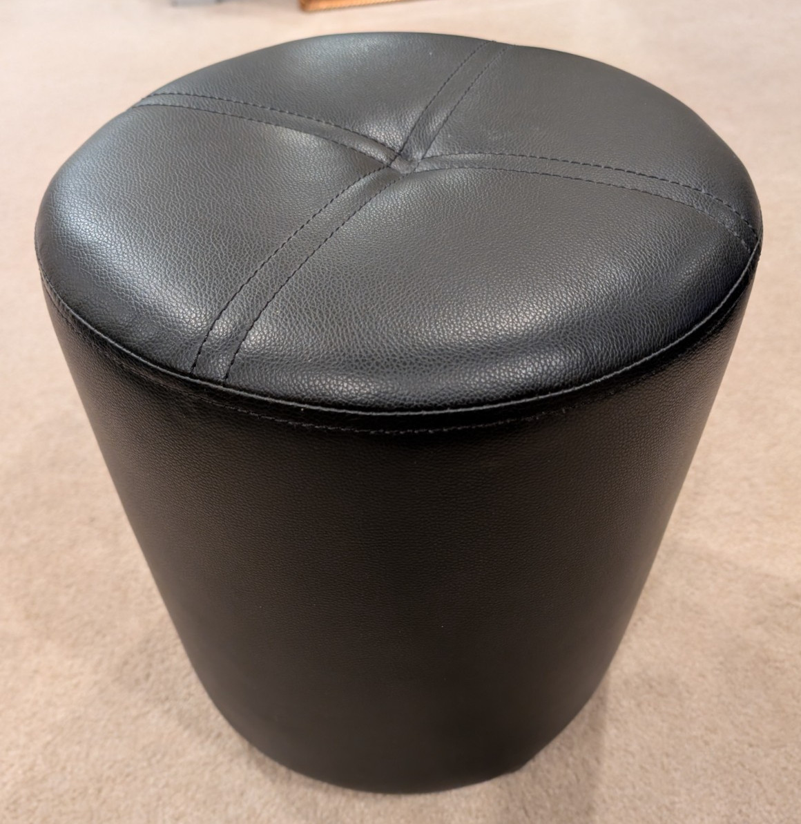 Round Ottoman Stool Black Vinal Small 15" - Kings Brand Furniture