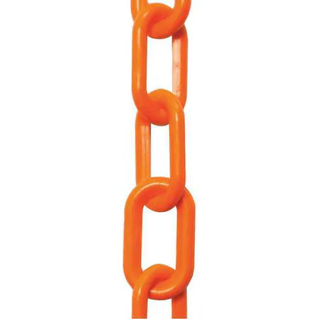 Zoro Select 50012-50 Plastic Chain, Safety Orange, 50 Ft Length, Gloss, 50012-50